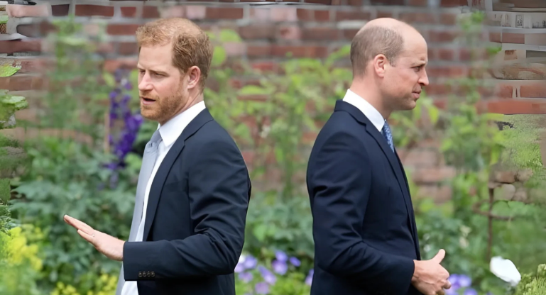 Royal Brothers Shatter Peace In Fight Over Diana’s Gems 1 Prince Harry and Prince William standing side by side in dark suits against a brick garden wall.